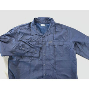 Columbia Lightweight Vented Microfiber Fishing/Hiking Shirt. Navy, 2XL. GUC!!